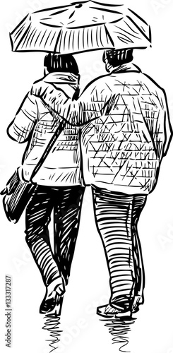 couple under umbrella 