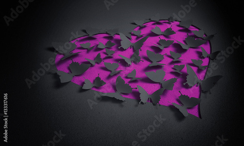 paper butterflies with hear...