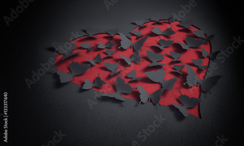 paper butterflies with hear...