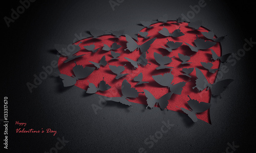 paper butterflies with hear...