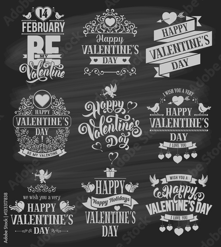 Valentines Day badges set
