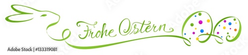 Kalligrafie Signet mit Osterhase und bunten Ostereiern - Frohe Ostern