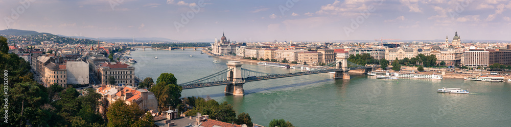 Panorama of Budapest, The Danube and parliament building