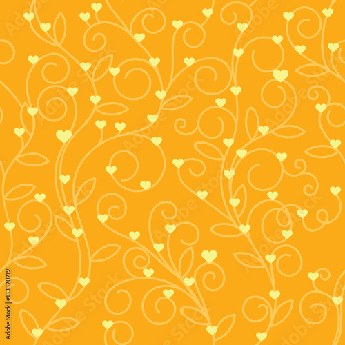 Seamless floral heart fabric orange tone