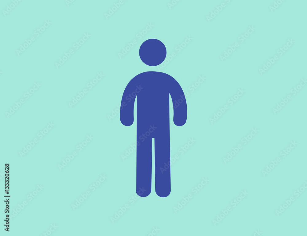 Vector modern flat man silhouette standing icon Vector modern flat man silhouette standing icon