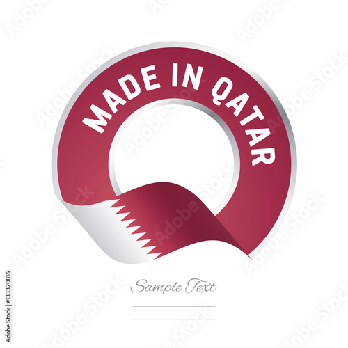 Made in Qatar flag red color label button banner
