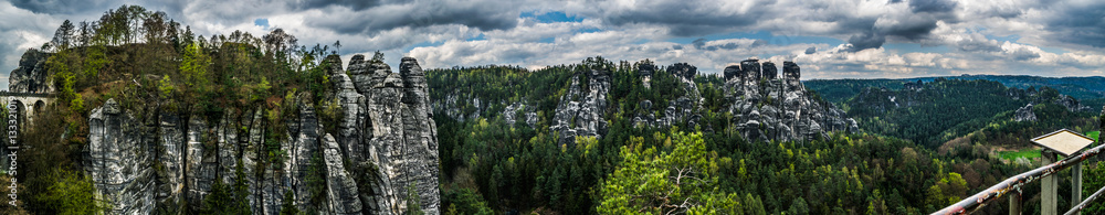 View from viewpoint of Bastei in Saxon Switzerland