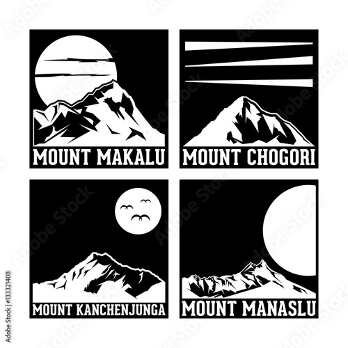 Silhouette High Mountains In The Word Vector Illustration