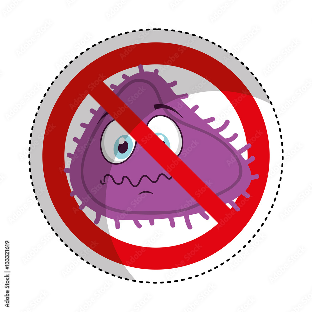 bacterium comic character with denied sign icon vector illustration design