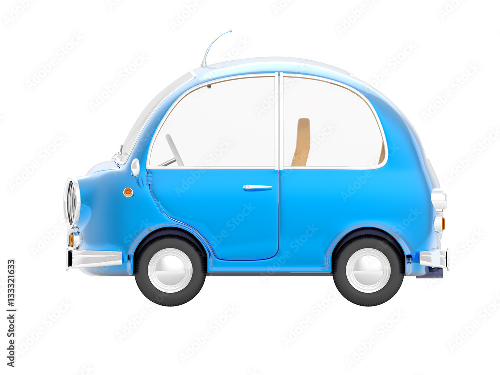 round small car blue side