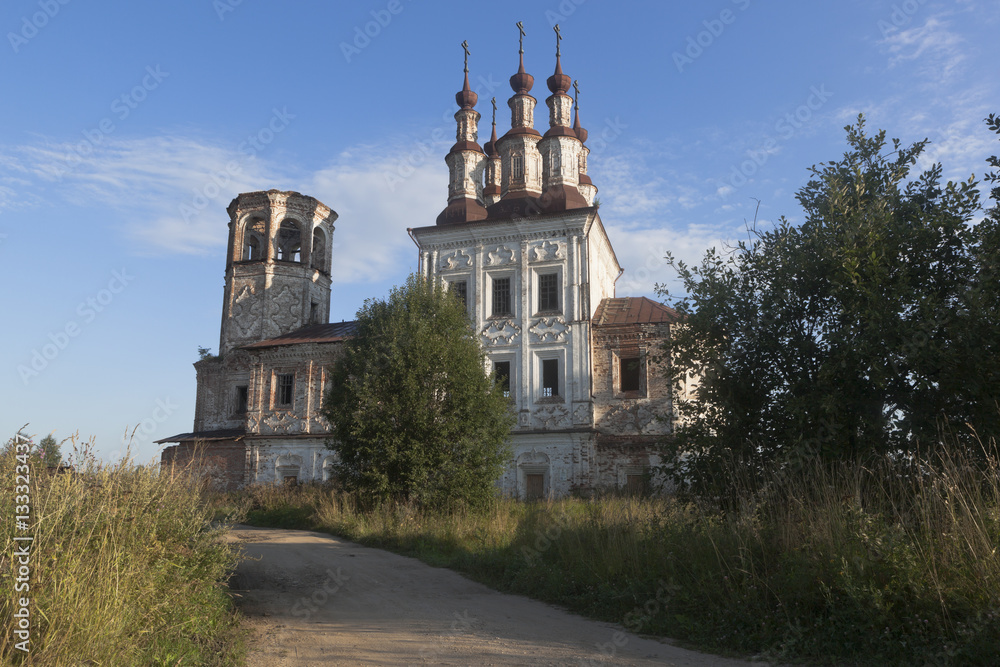 Destroyed Church Christ Resurrection in village Varnitsy, Totemsky, district, Vologda region, Russia