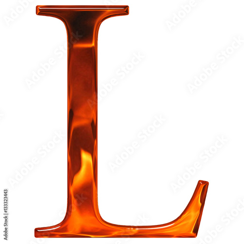 Uppercase letter L - the extruded of glass with pattern flame, i