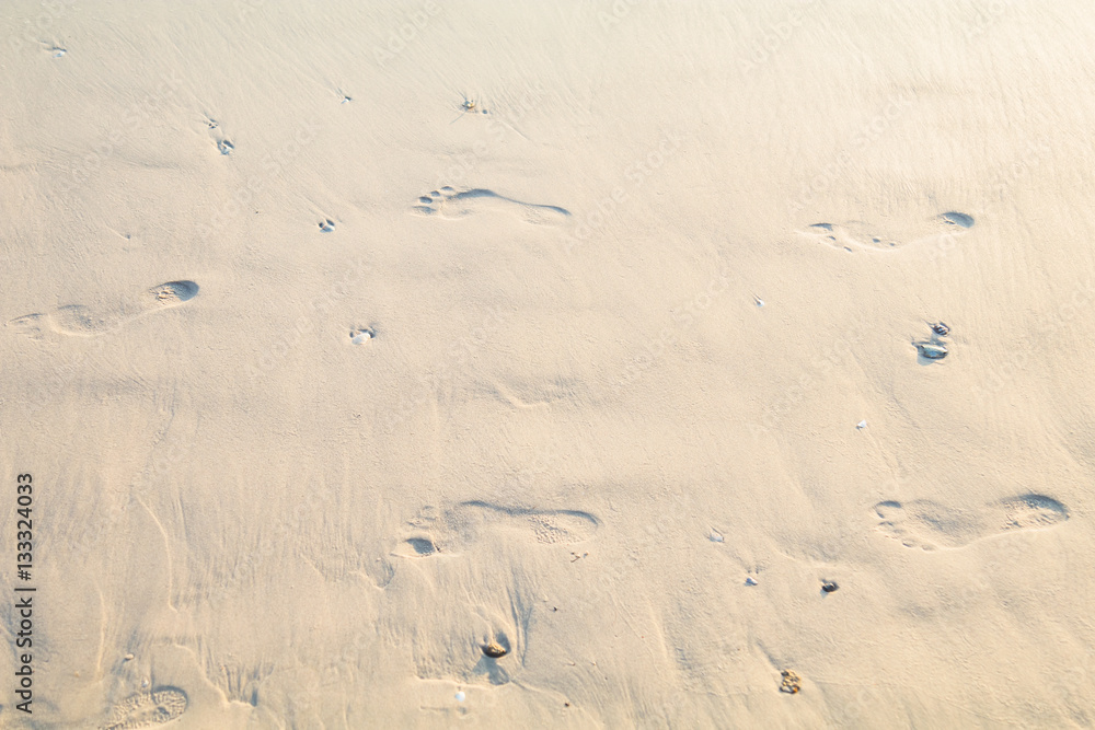 human footprints in sand on the beach human footprints in sand on the beach
