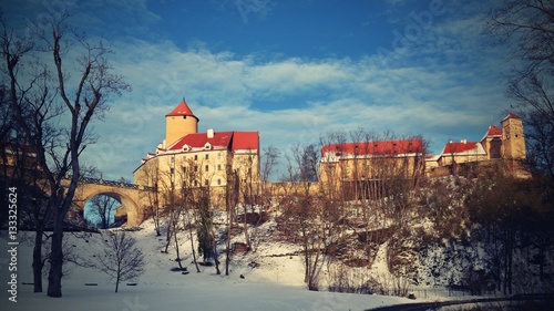 Wallpaper Mural Winter landscape with a beautiful Gothic castle Veveri. Brno city - Czech Republic - Central Europe. Torontodigital.ca