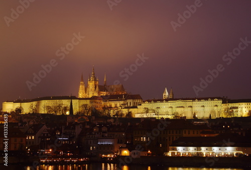 Prague by night, the famous romantic capital of Chech republic, Europe. 