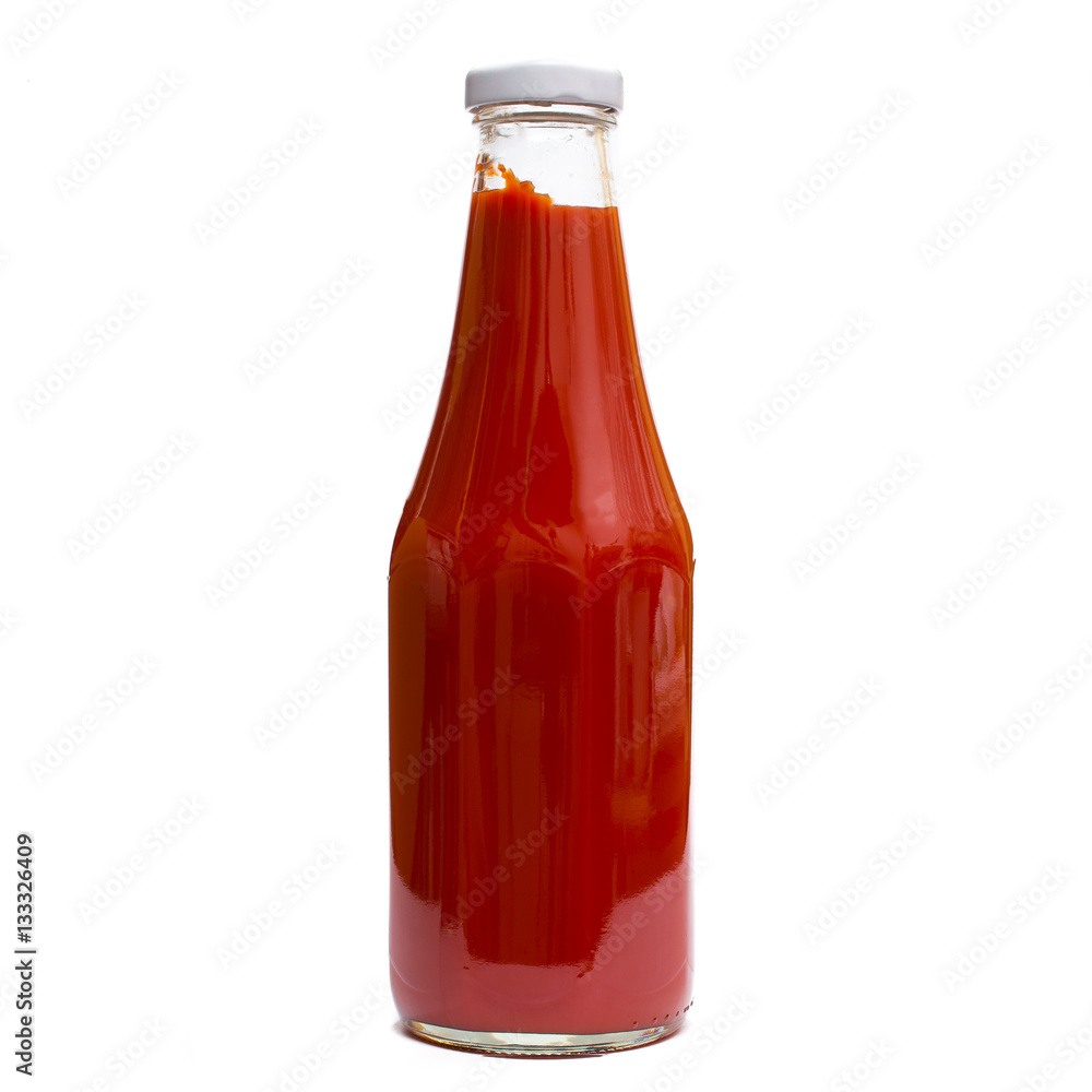 Tomaten Ketchup in einer Flasche aus Glas Tomaten Ketchup in einer Flasche aus Glas