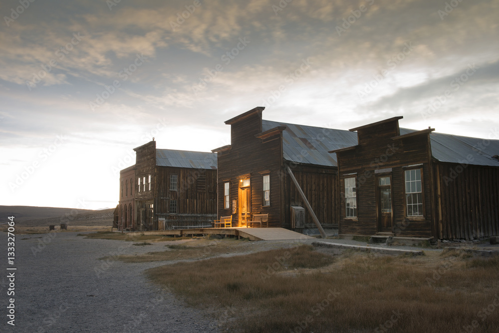Main Street at Sunset, Ghost Town of Bodie Main Street at Sunset, Ghost Town of Bodie