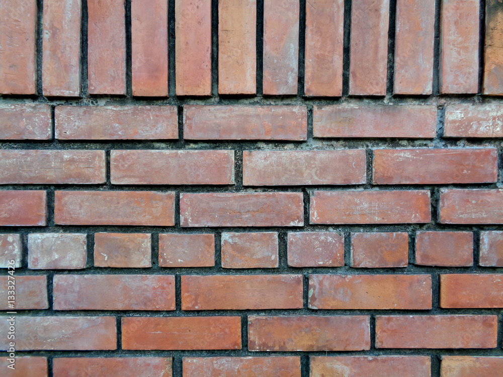 Fototapeta premium Dark Orange and Brown Terracotta Bricks Wall, Background, Banner 