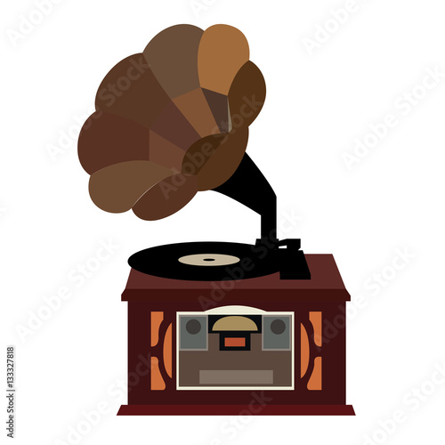 Isolated retro gramaphone on a white background, Vector illustration