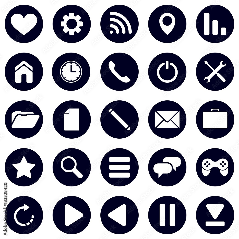 Set of 25 modern flat icons. For web and mobile design Set of 25 modern flat icons. For web and mobile design