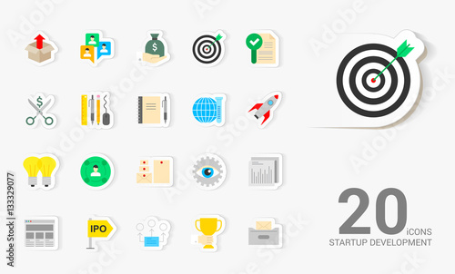 Startup development color icons set