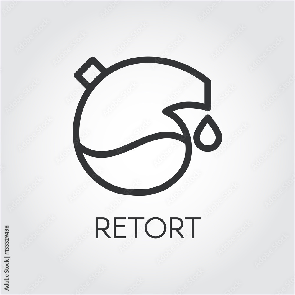 Black icon of retort drawing in outline style Black icon of retort drawing in outline style