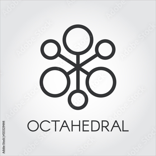 Symbol of chemical compound or octahedral molecule icon