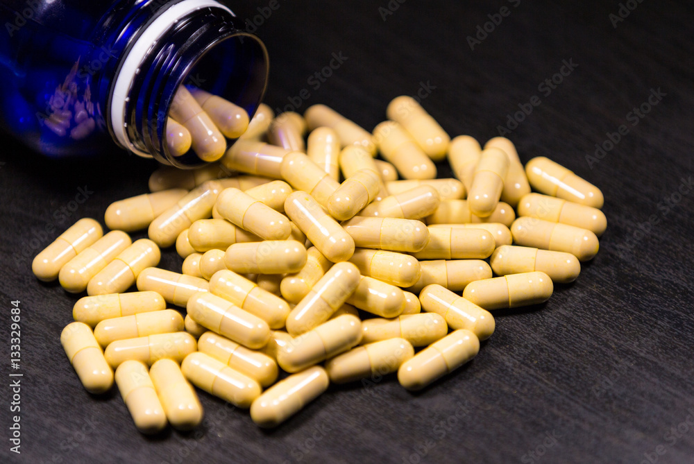 Medication and pills on a black background Medication and pills on a black background