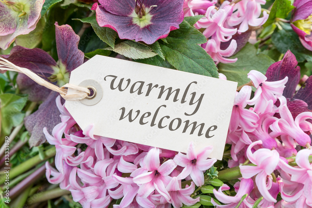 warmly-welcome-english-greeting-card-with-hyacinths-and-the-text