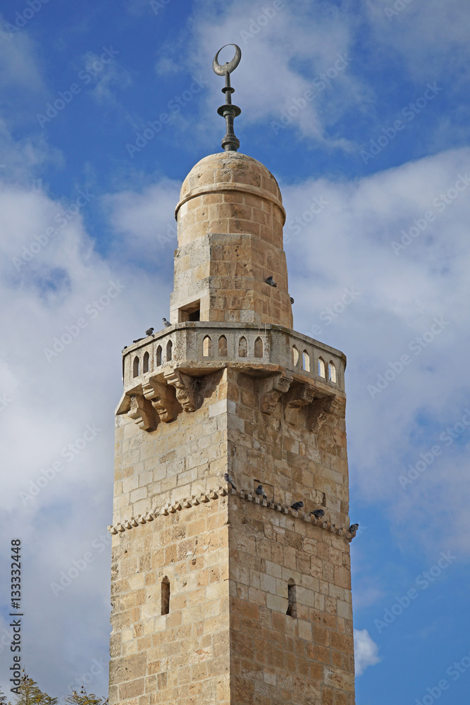 old square minaret of mosque