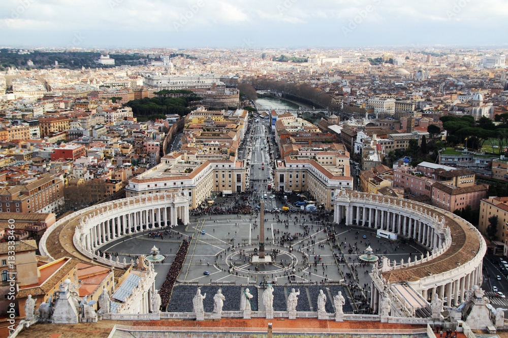 View from the cupola of Vatican Saint Peter's Cathedral 