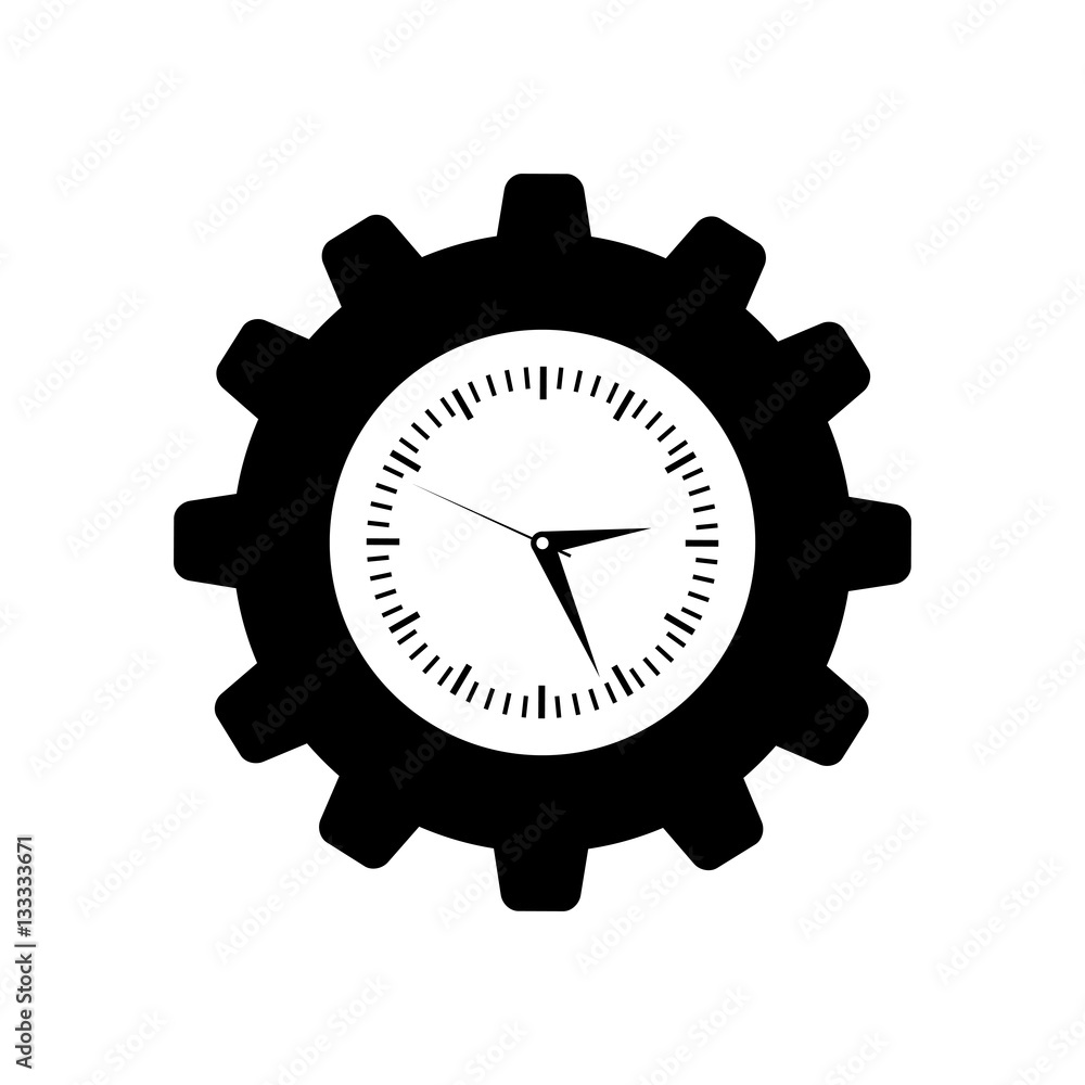 Clock with gear piece icon vector illustration graphic design Clock with gear piece icon vector illustration graphic design
