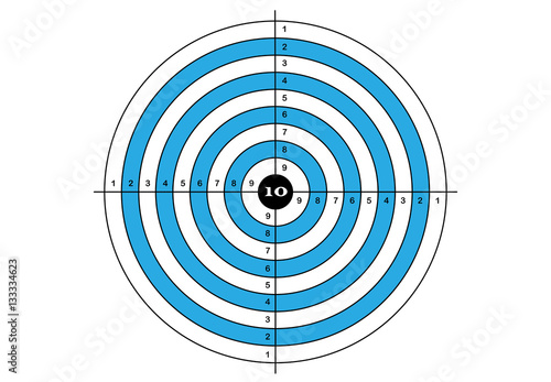 Target shooting, vector, target in blue color