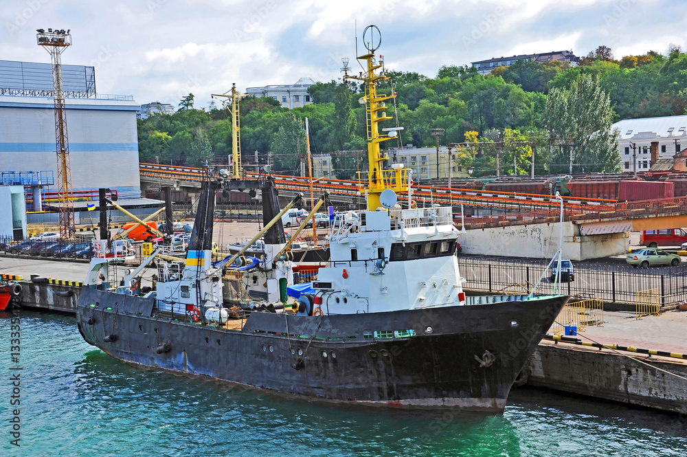 Trawler ship in harbor