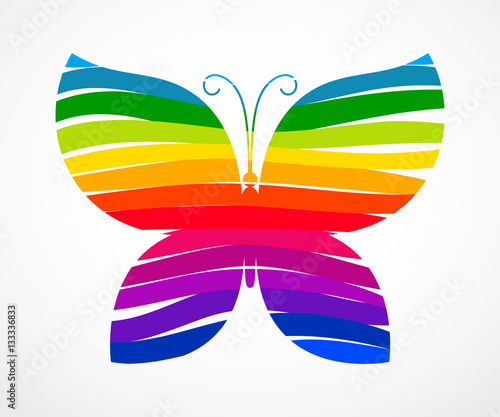 Rainbow butterfly consisted of ribbons