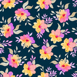 Floral seamless pattern in watercolor.