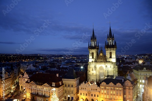 Architecture from Prague in Christmas and cloudy sky © louizaphoto