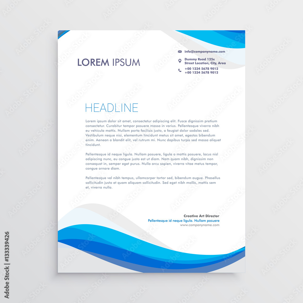 business blue wave style letterhead template business blue wave style letterhead template