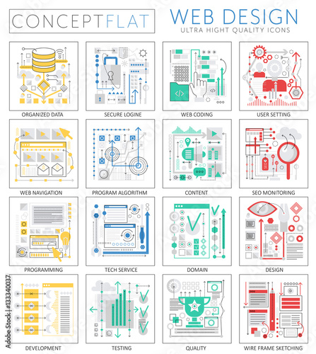 Infographics mini concept Web design icons for web. Premium quality design web graphics icons elements. Web design concepts.