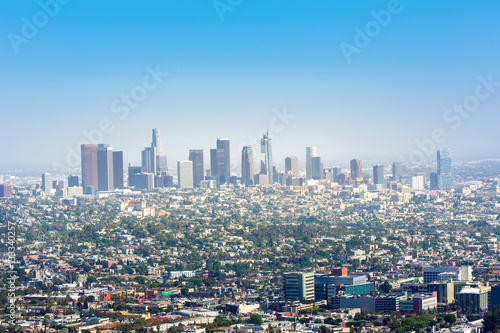 Blue sky over Los Angeles downtown photo