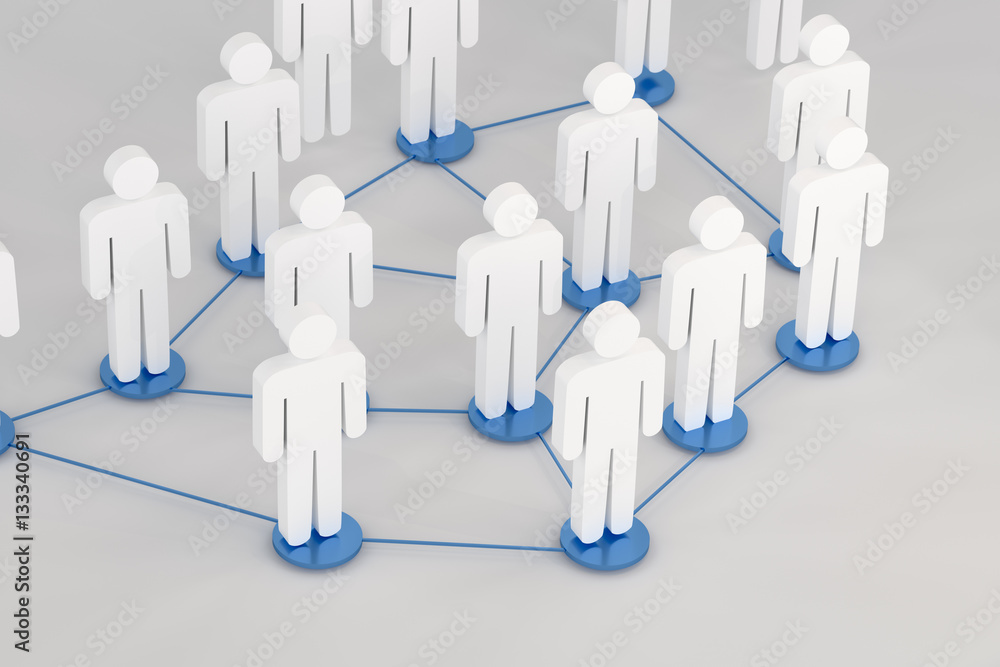 3d rendering of human sign network for  social network concept