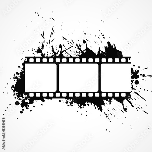 abstract 3d film strip background with black ink effect