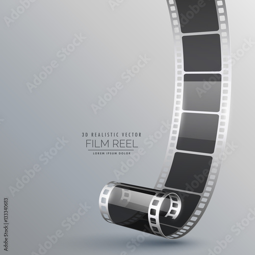 realistic 3d film roll on gray background