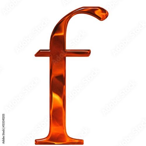 Lowercase letter f - the extruded of glass with pattern flame, i