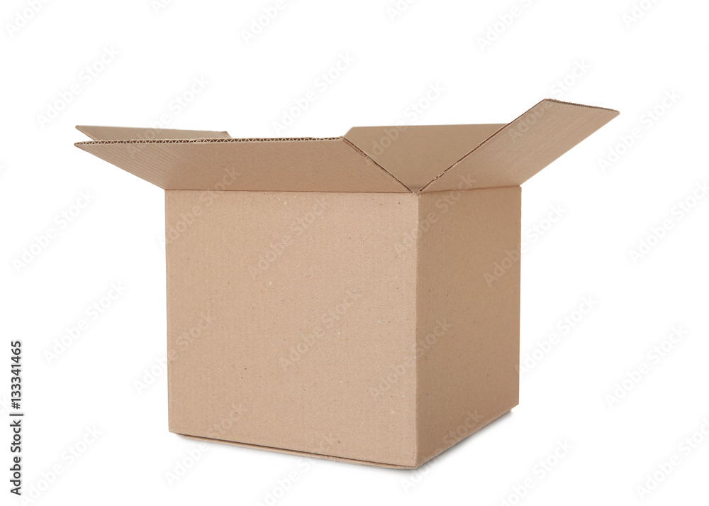 Open cardboard box on white background Open cardboard box on white background