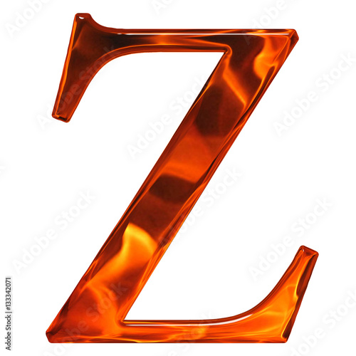 Lowercase letter z - the extruded of glass with pattern flame, i photo