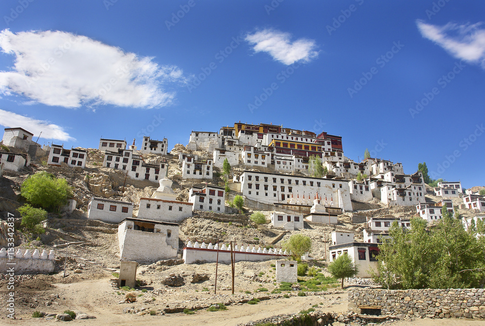 Thiksay Gompa or Thiksay Monastery (alsoTikse, Tiksey or Thiksey) - gompa (monastery) located on top of a hill in Thiksey village  in Ladakh, India

