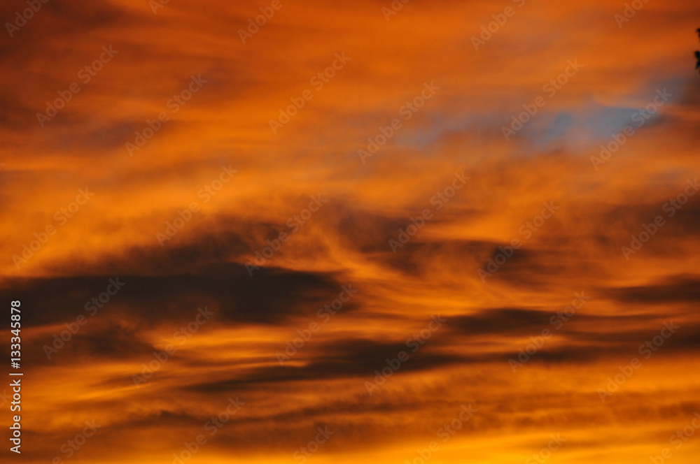 Orange Sunset Clouds Abstract