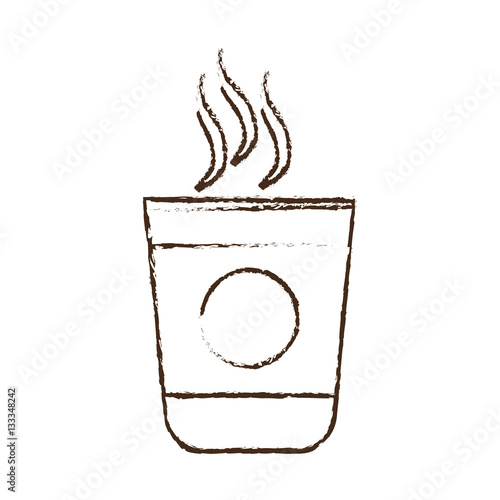 sketch draw plastic cup coffee portable vector illustration eps 10