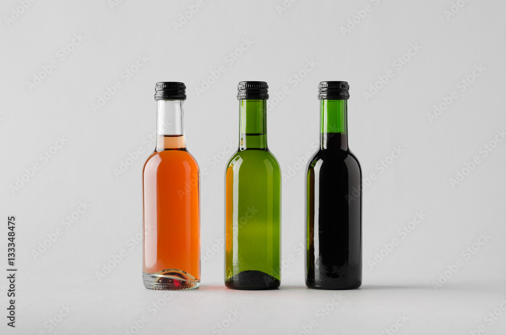 Wine Quarter/Mini Bottle Mock-Up - Three Bottles Wine Quarter/Mini Bottle Mock-Up - Three Bottles